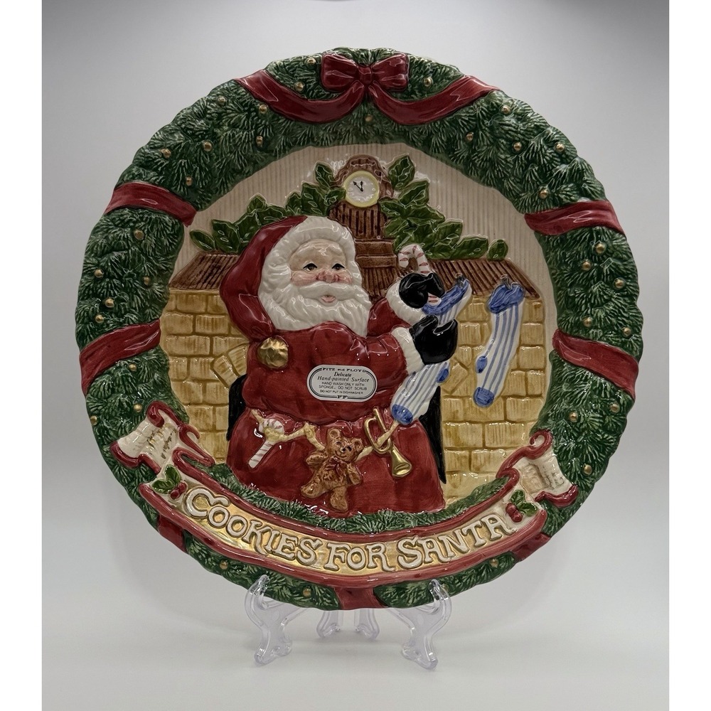 Vintage 1993 Fitz Floyd "Cookies For Santa" Handpainted Collectible Plate NOS